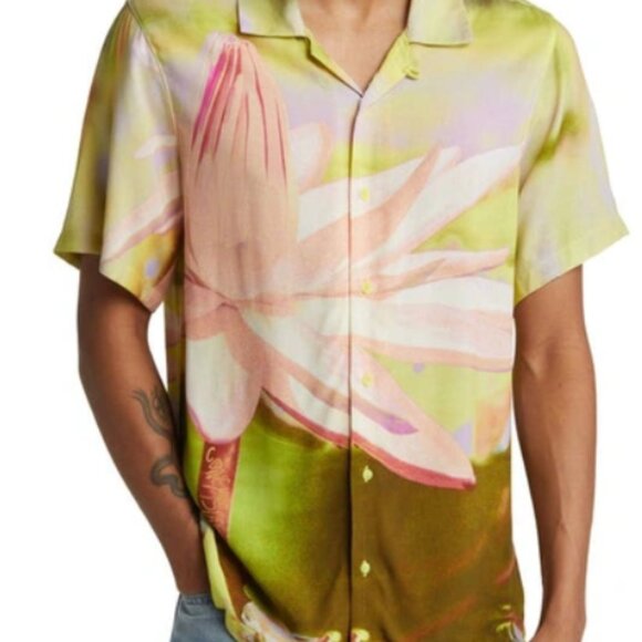 Graphic Mens Dress Shirt Hawaiian Summer Sz Small Coney Island Picnic - Picture 9 of 9